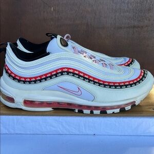 Nike Air Max 97 White and Red with Black Accents